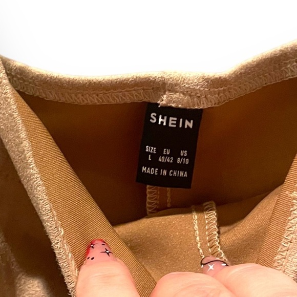 Tan Faux Suede Jumper Dress | Overall | Size Large Women’s - Picture 9 of 12